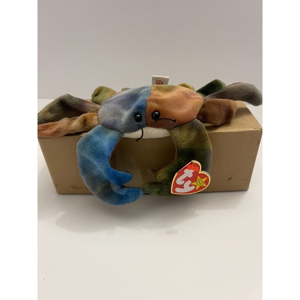 Ty Beanie Baby Claude the Crab 1996 Tie Dye Multicolor Plush with Tags 4060